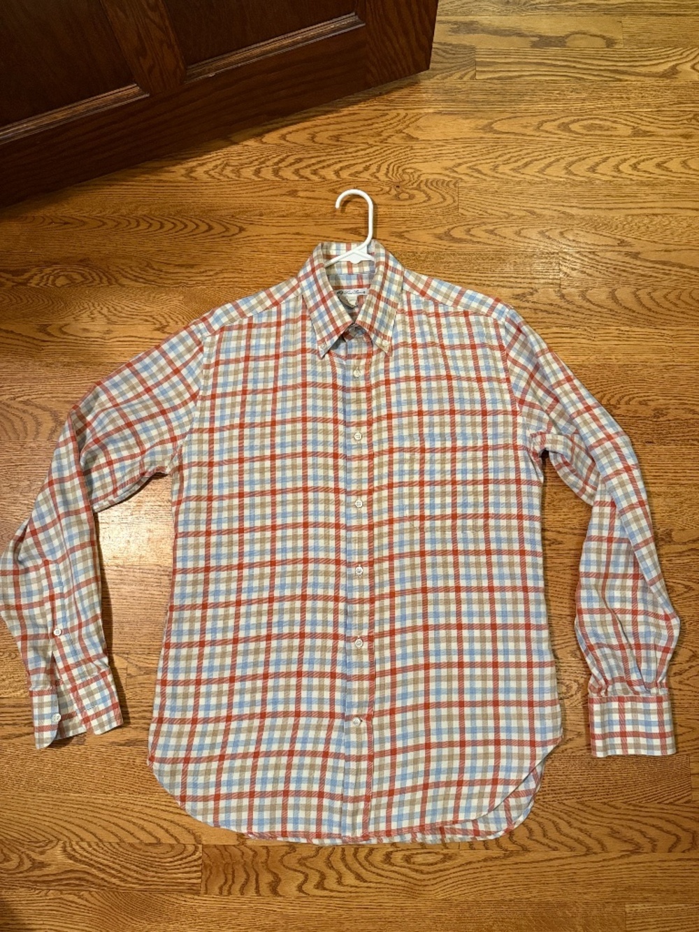 Lora Piano Men’s Plaid Button Up Dress Shirt Made In Italy 16.5/42
